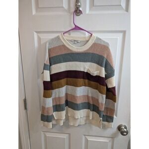Madewell Striped Crew Neck Long Sleeve Pocket Sweater Multi Color -  Size S